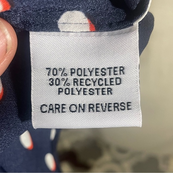 Tommy Hilfiger Navy Polka Dot Blouse with Ruffles Size M - Picture 6 of 8